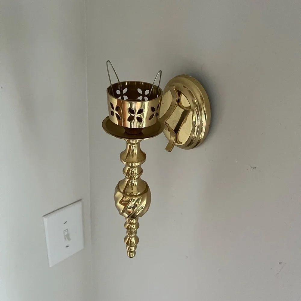 Brass wall sconce candle holder